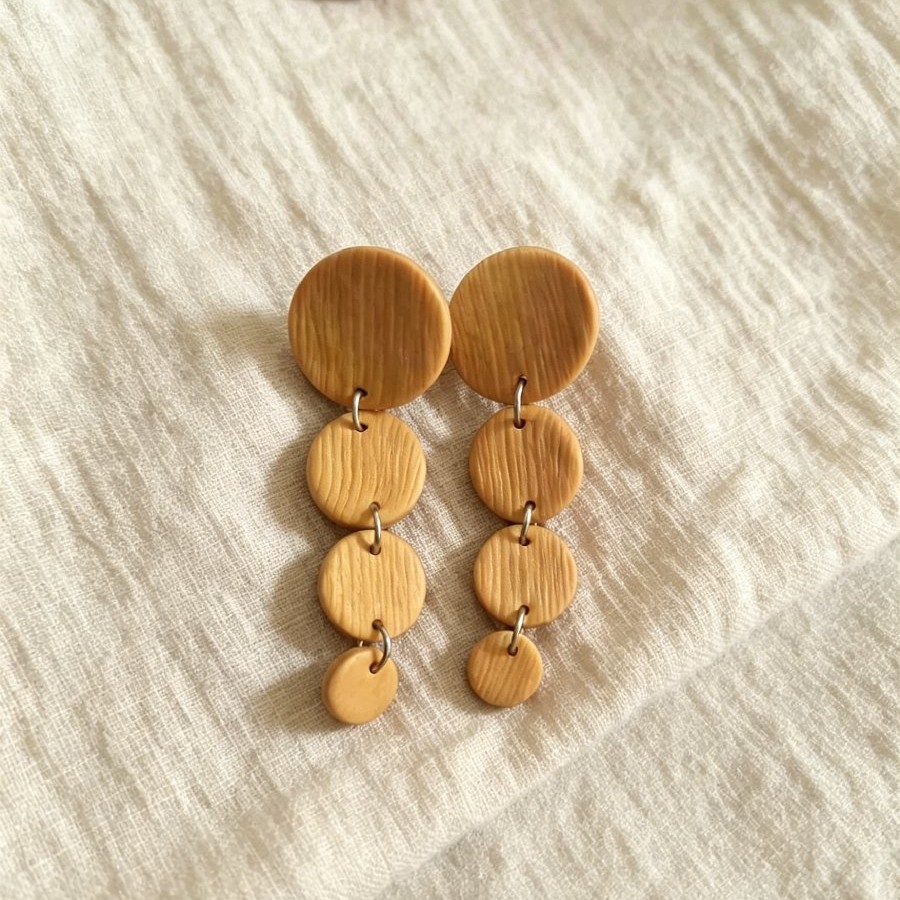 Warm Caramel Graduated Circle Drop Earrings
