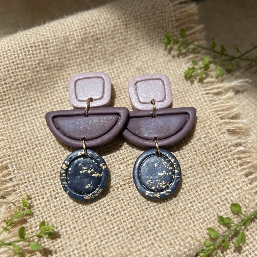 ✨ Tri-Tone Geometric Drop Earrings ✨