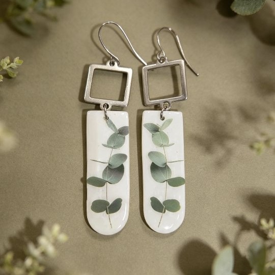 Eucalyptus Botanical Dangle Earrings