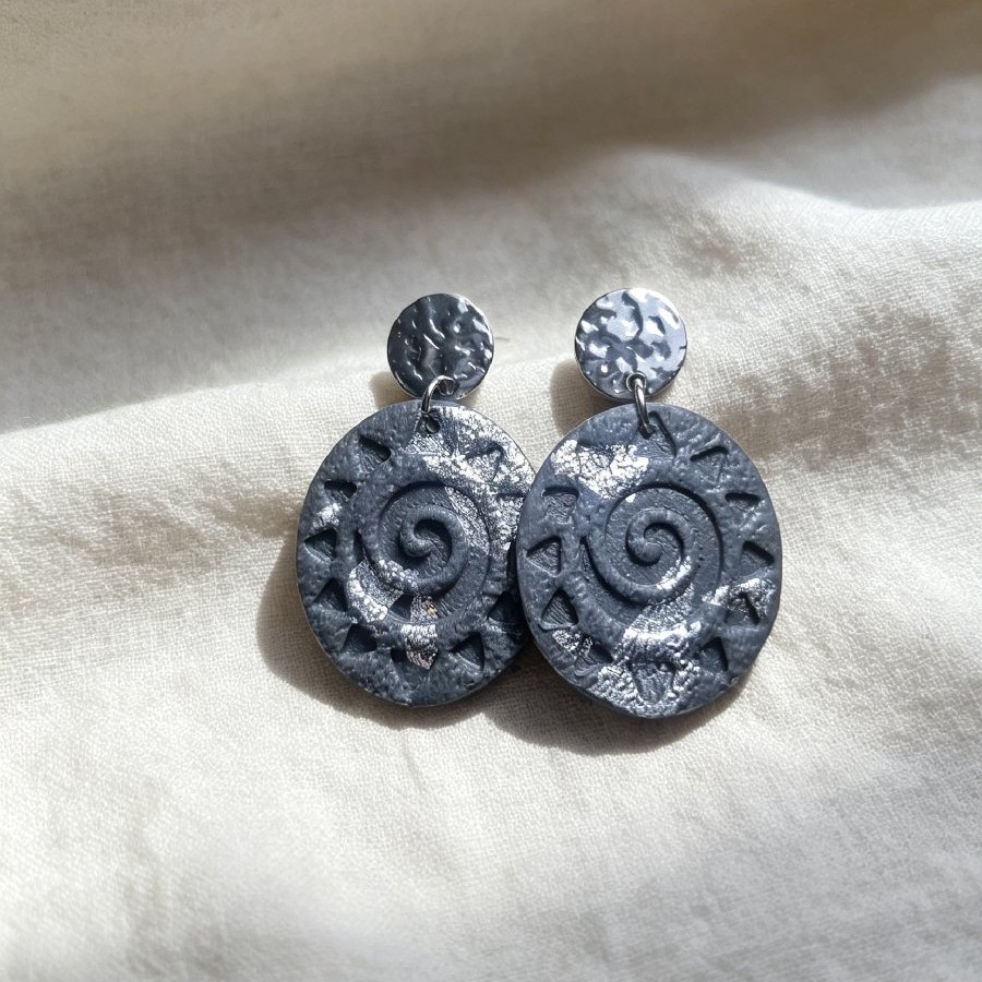 🖤 Dark Spiral Tribal Dangle Earrings