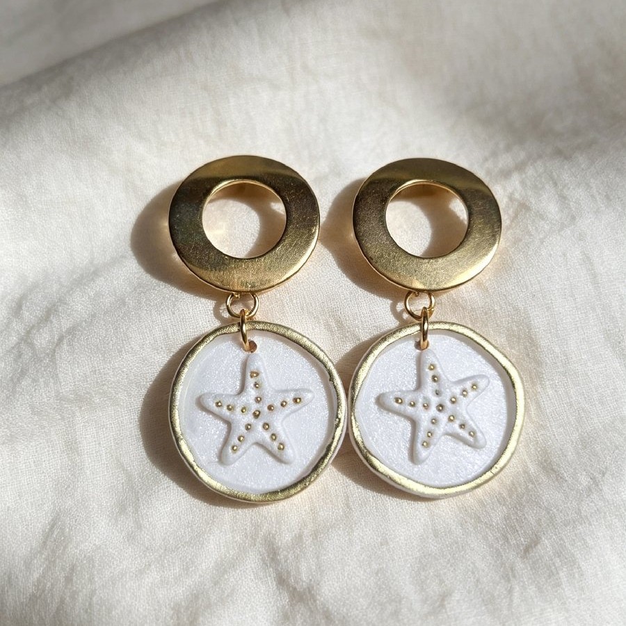 ⭐ Gold Hoop Starfish Dangle Earrings