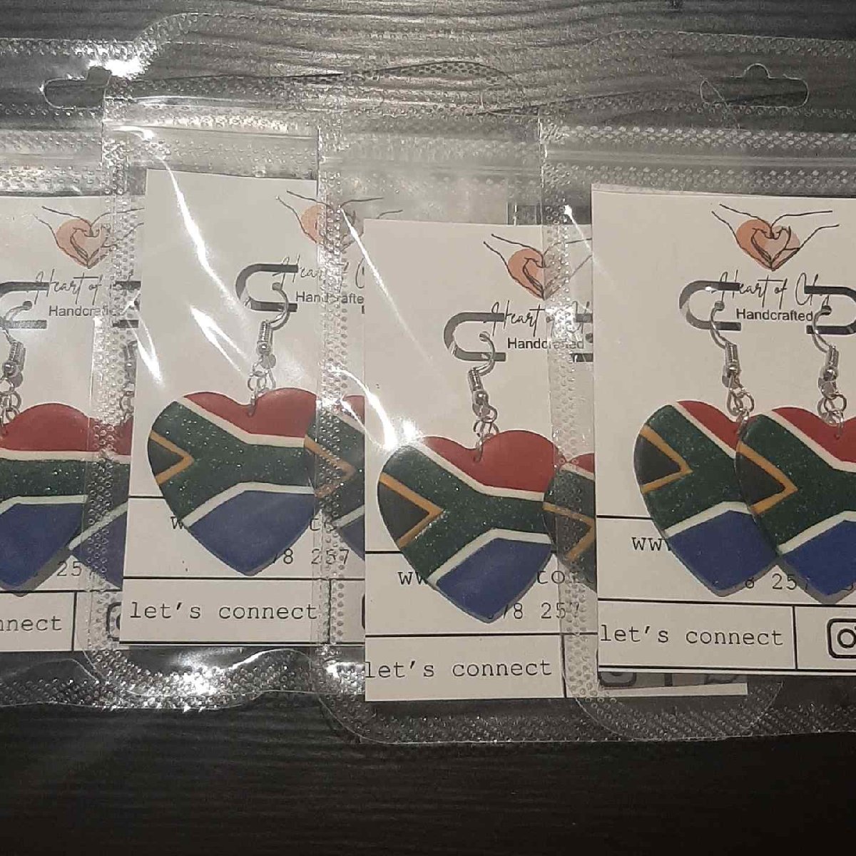Proudly SA Flag Heart Dangle Earrings