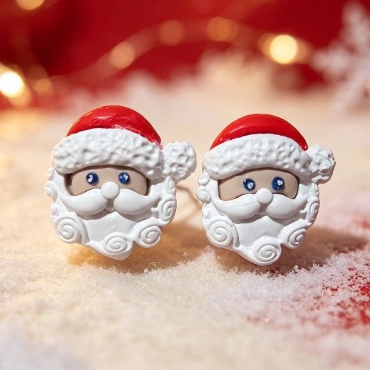 Jolly Santa Face Stud Earrings