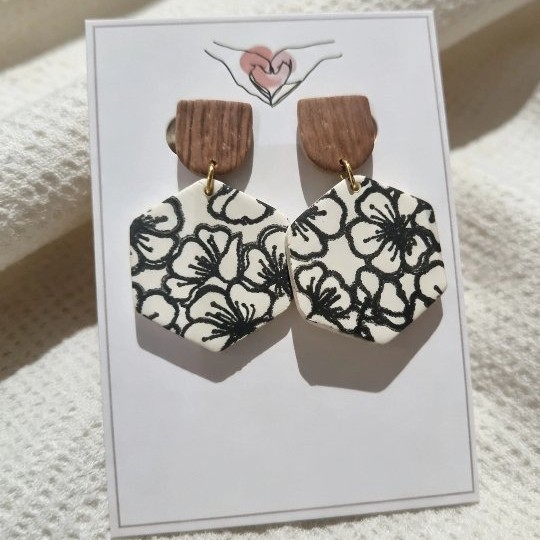 Black And White Floral Hexagons