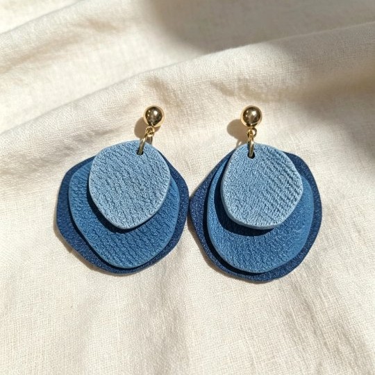 Blue Gradient Layered Earrings
