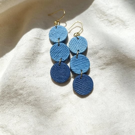 Blue Tiered Circle Earrings