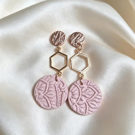 Blush Pink Geometric Earrings