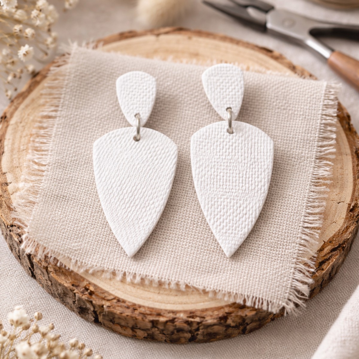 White textured dangles