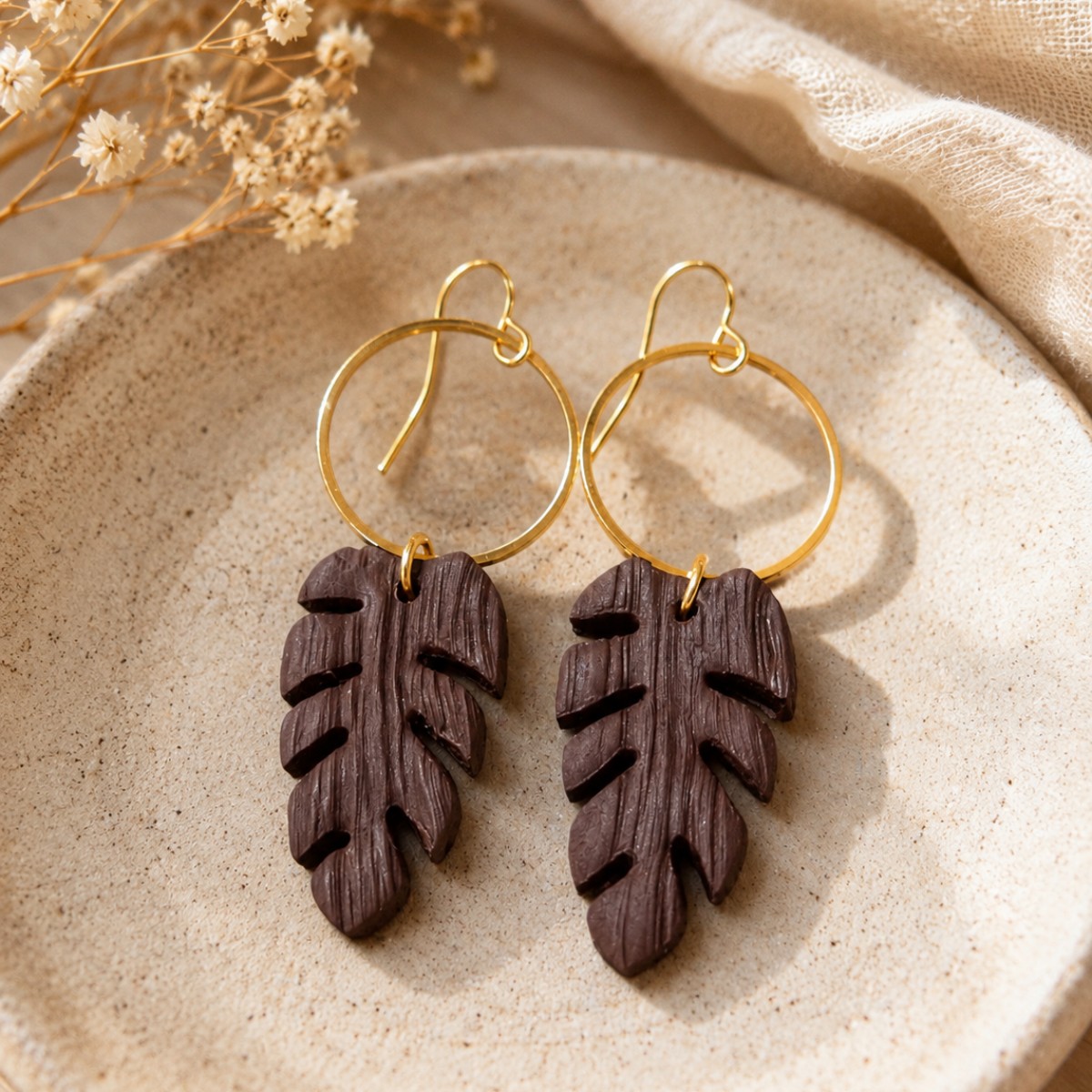 Chocolate brown leaf dangles
