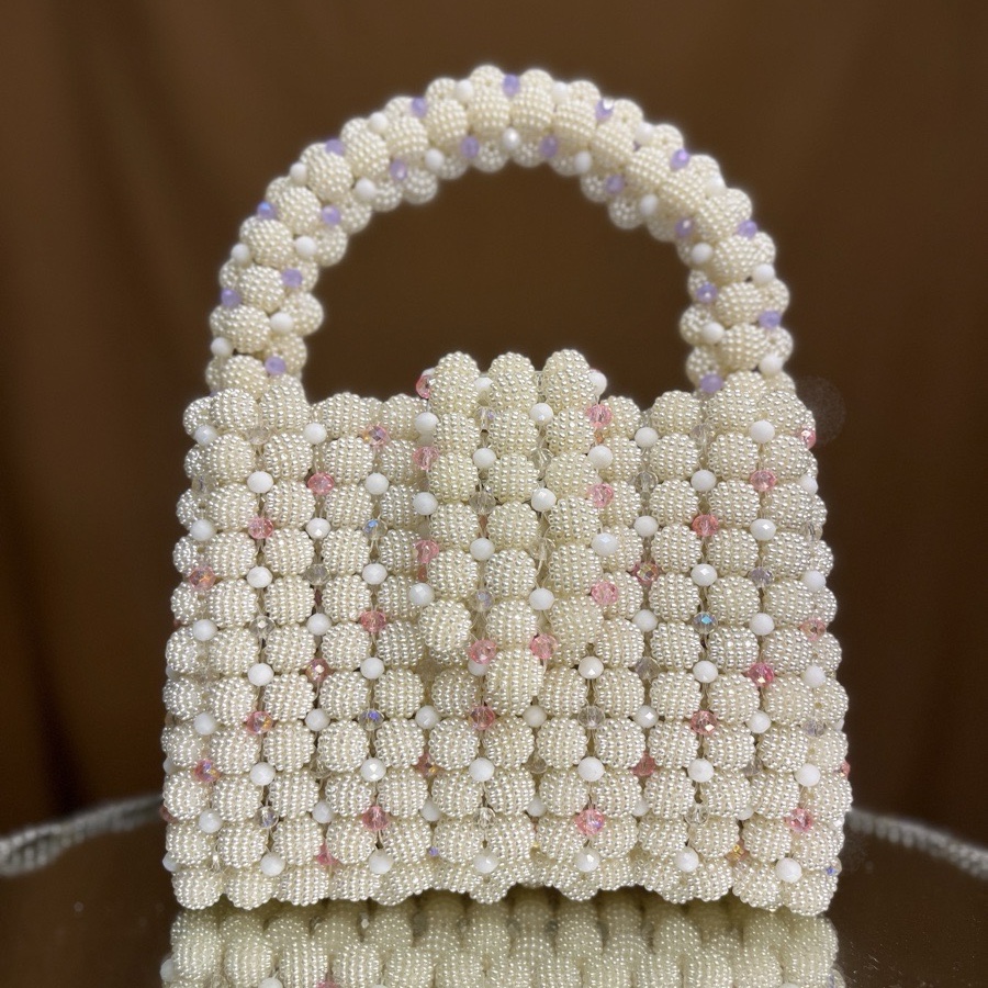 Beaded White Hand bag
