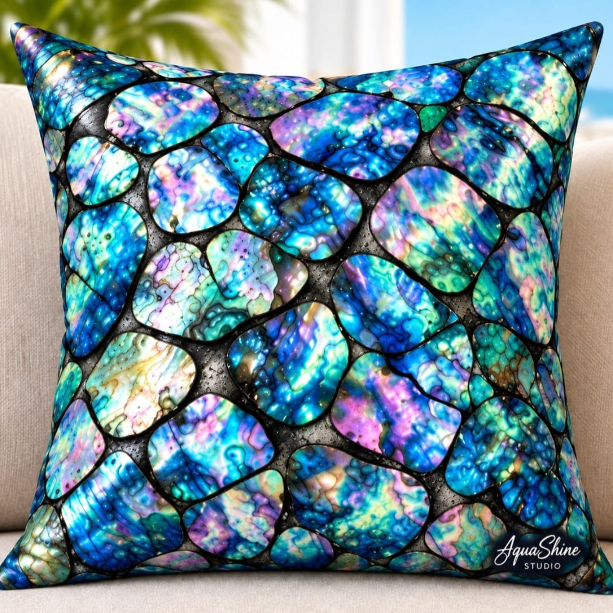 Abalone Mosaic 45cm x 45cm Scatter Cushion image 2