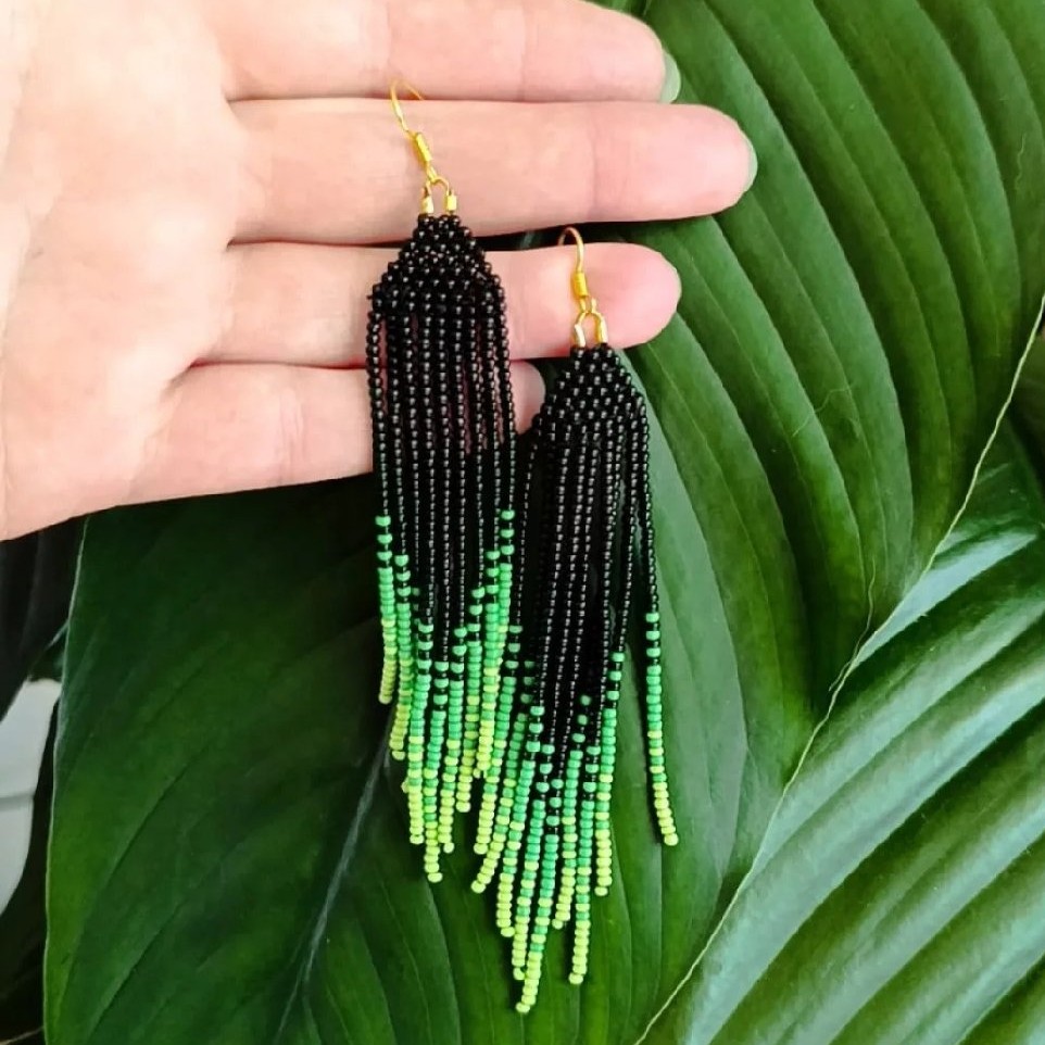 Black And Green Ombre Earrings