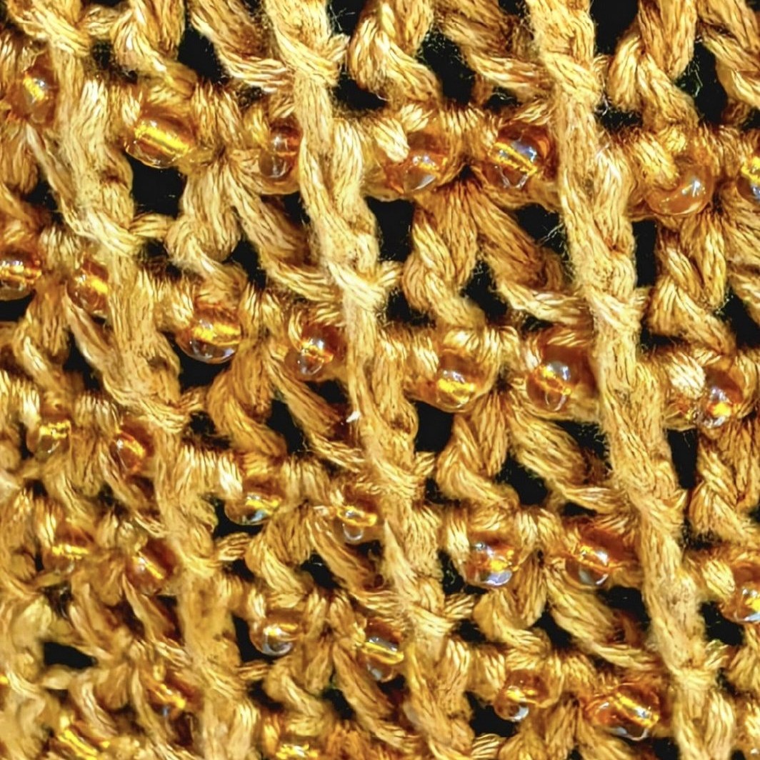Golden Beaded Crochet Statement Dress image 3
