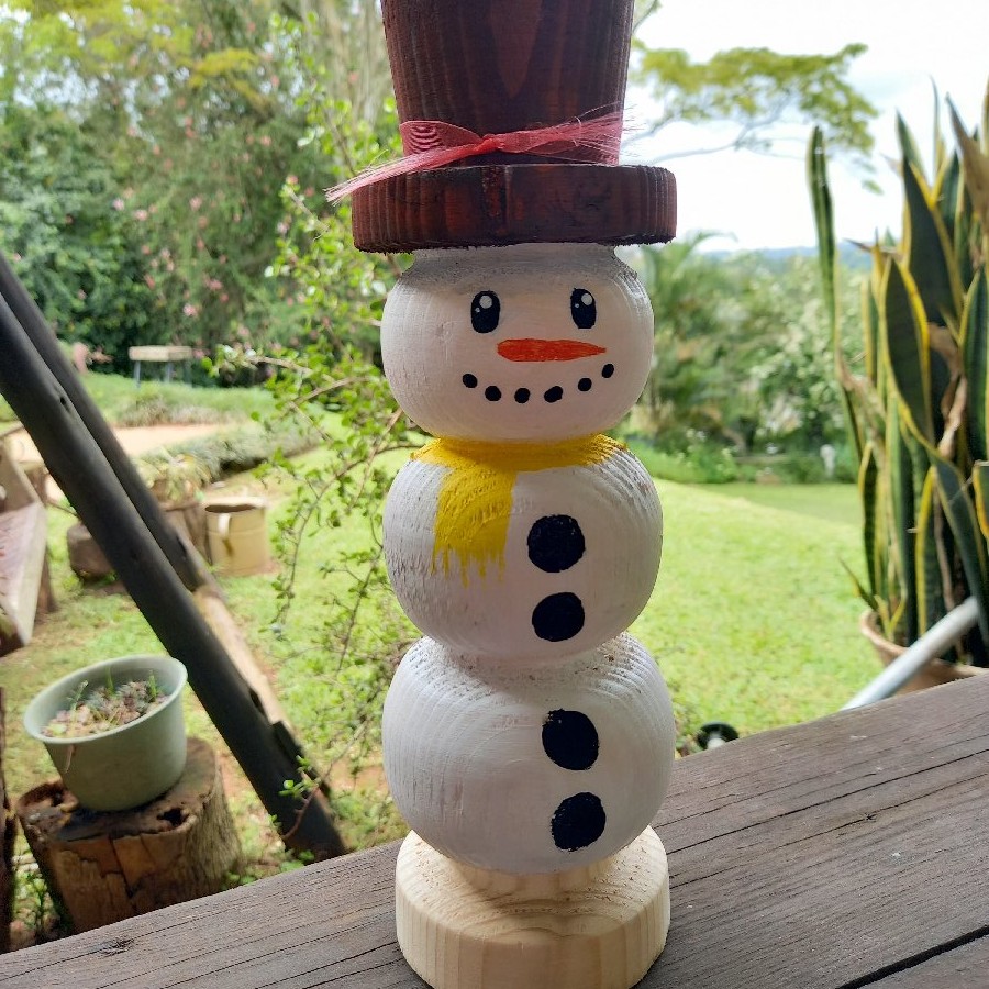 Woodturned Snowman