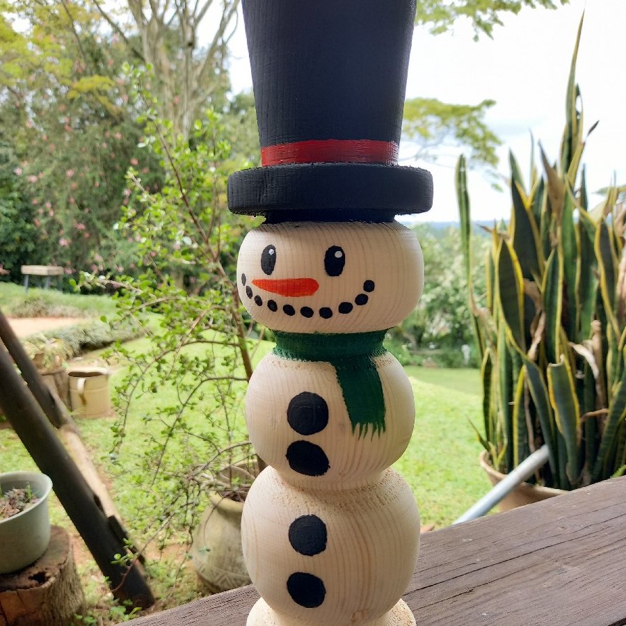 Woodturned Snowman