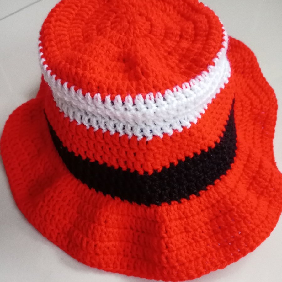Handmade Crochet Bucket Hat | Red Wide Brim Summer Hat | Lightweight Boho Festival Hat | Unisex Gift image 2