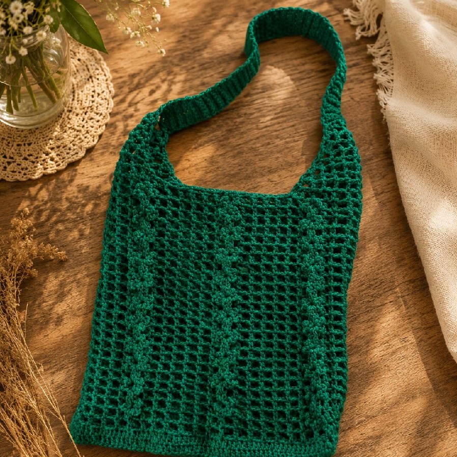 Handmade Crochet Mesh Shoulder Bag | Lightweight Reusable Tote | Eco-Friendly Market Bag | Boho Everyday Bag