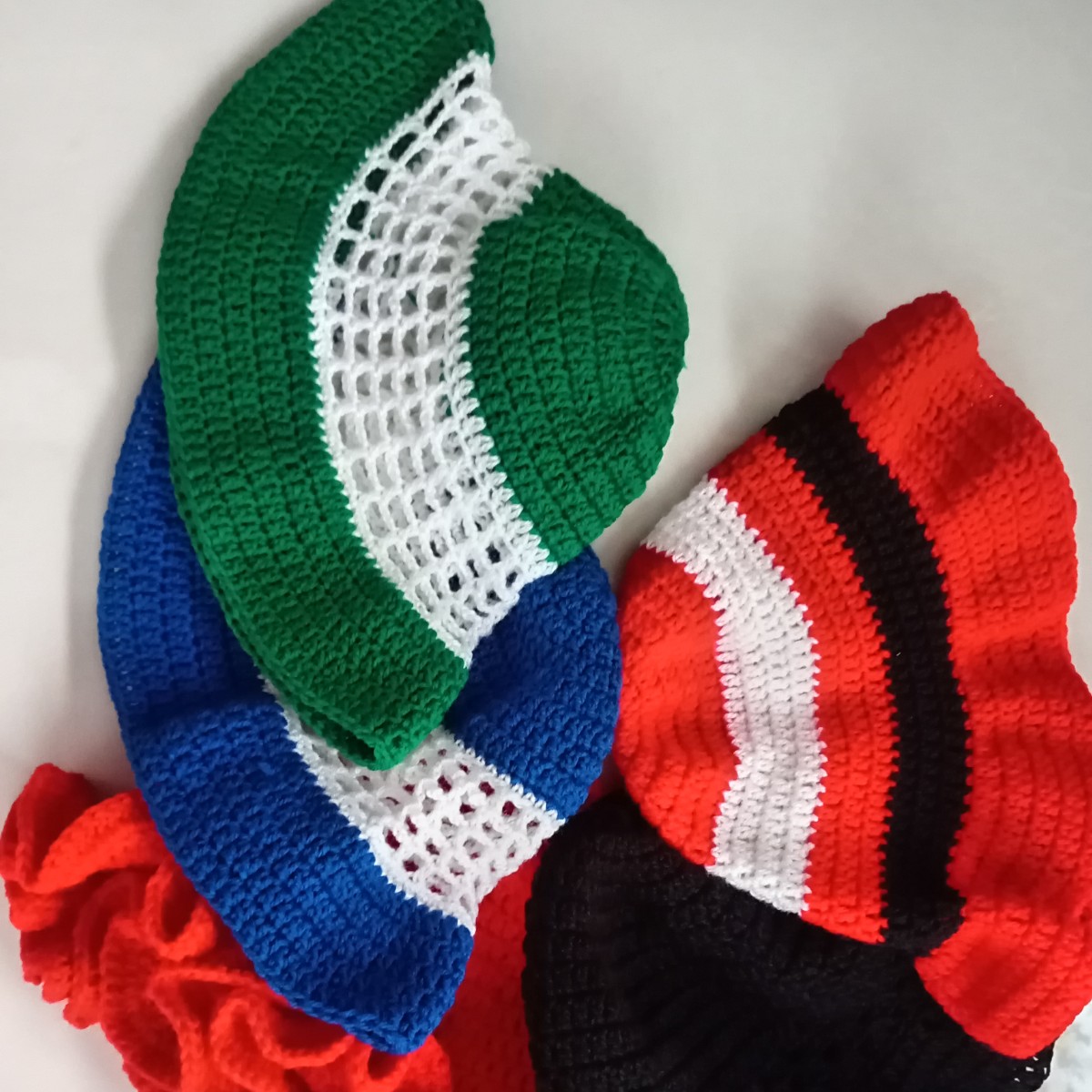 Handmade Crochet Bucket Hat | Green & White Wide Brim Summer Hat | Lightweight Boho Festival Hat | Unisex Gift image 3