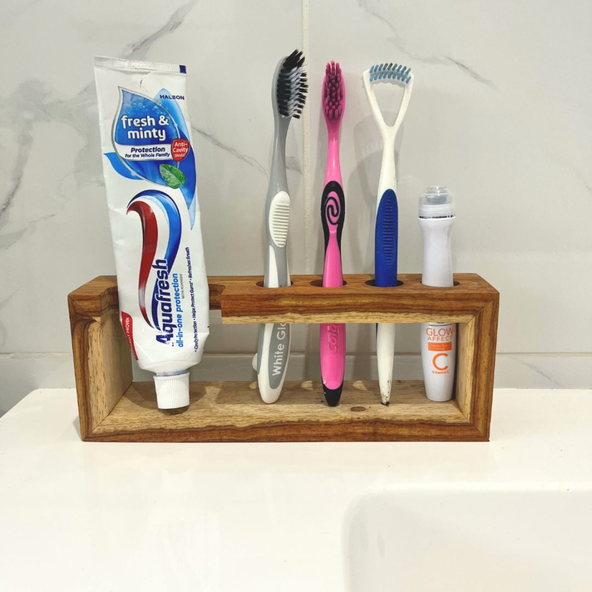 Kiaat Toothbrush & Toothpaste Holder image 3