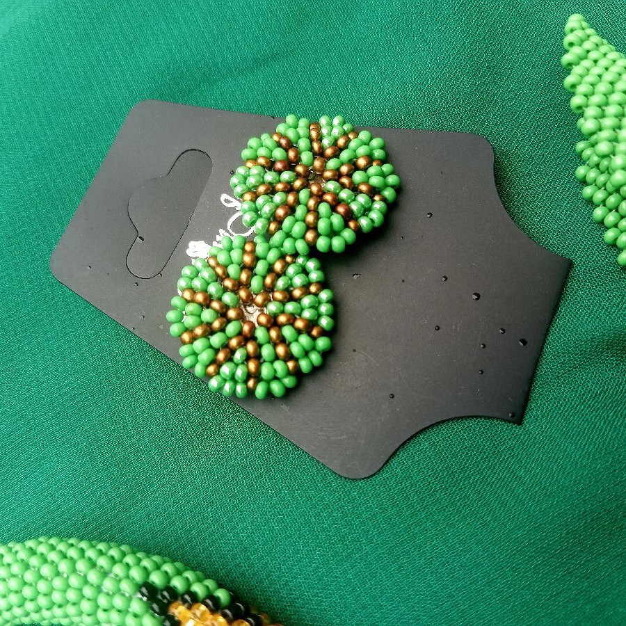 Green -coin Beaded Stud
