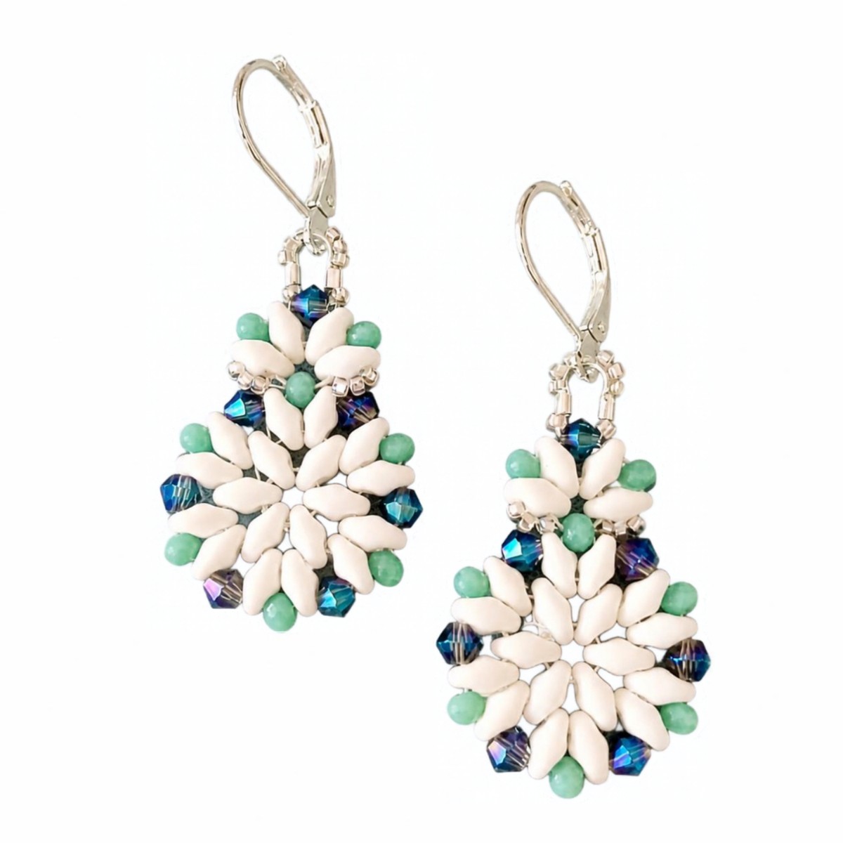 White/Blue Flower Earrings