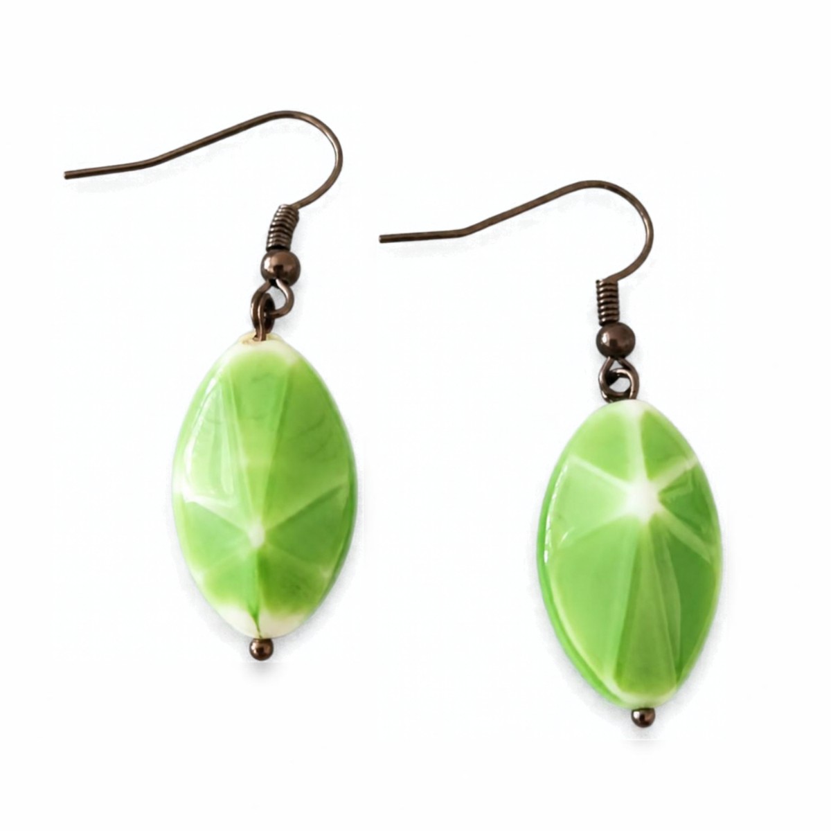 Green/White Faceted Drop Earrings image 2