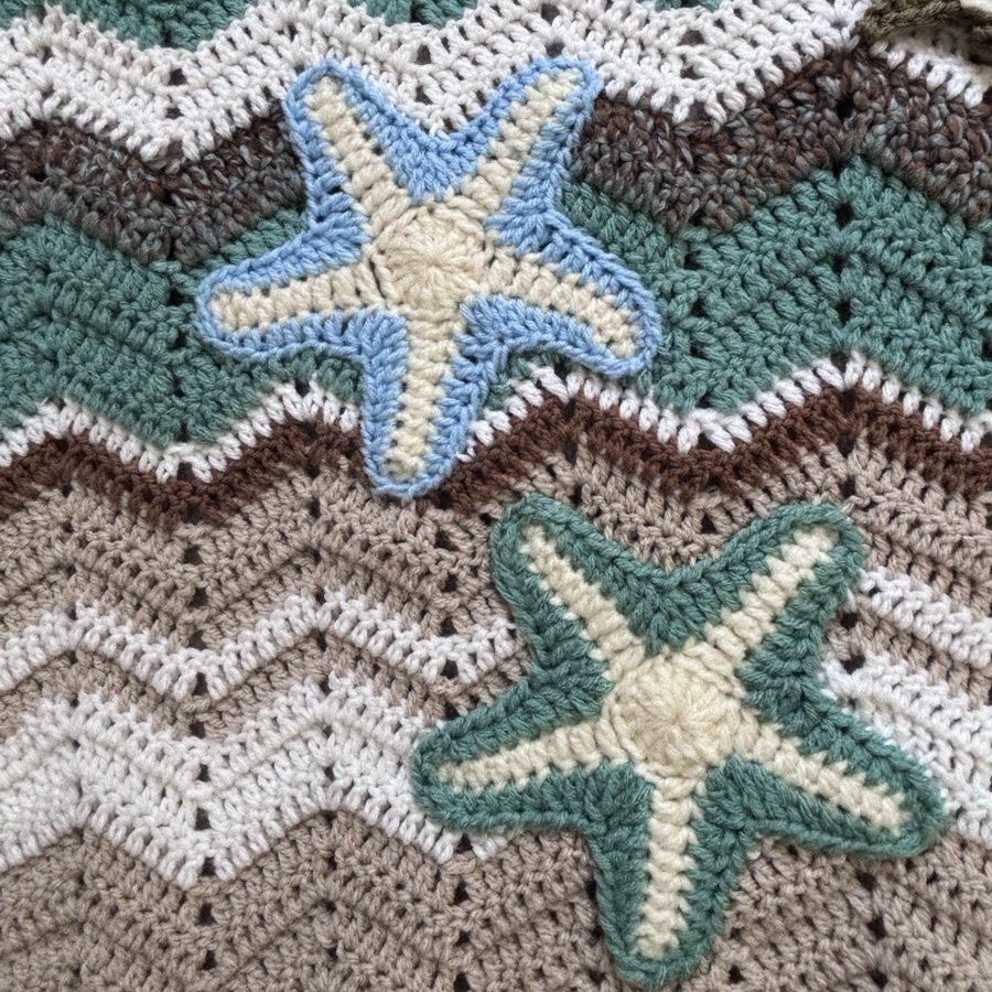 Handmade Crochet Baby Sea Blanket – 1m x 1m 🌊🐢 image 3