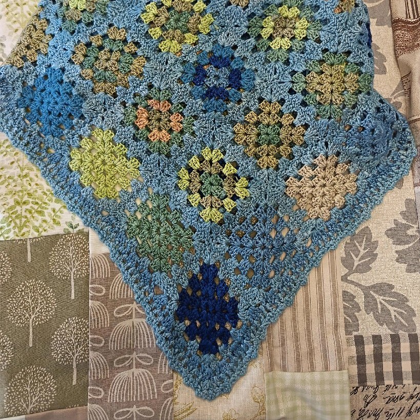 Cot Sized Crochet Blanket Blue