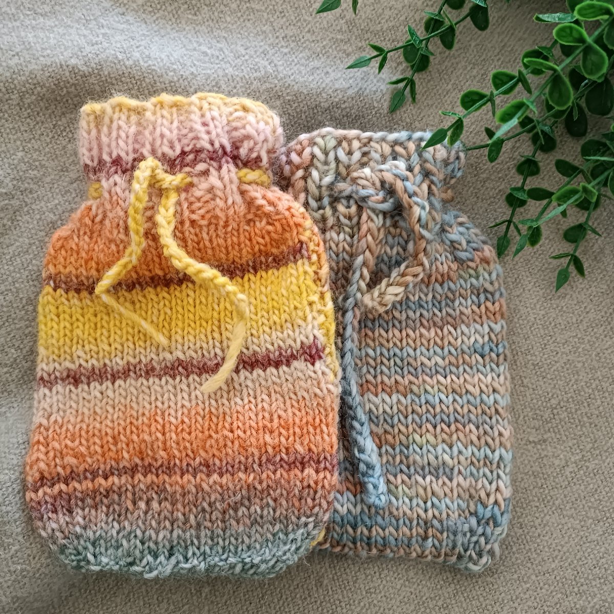 Mini Hot Water Bottle With Hand-knitted Cover