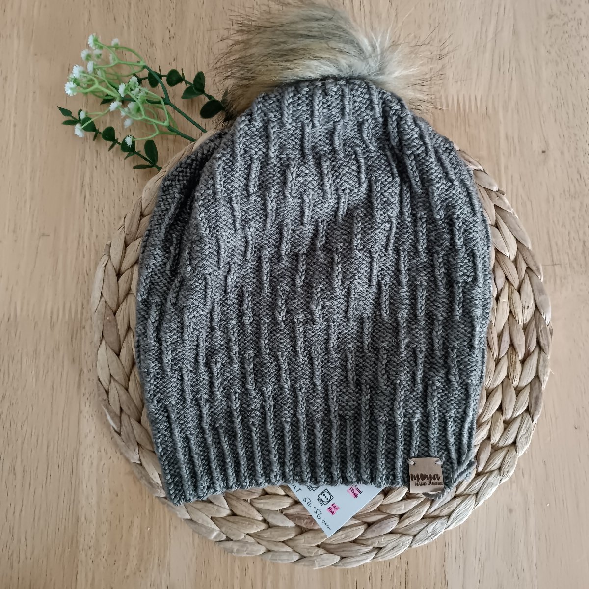 Hand-knitted Beanie With Pom-pom