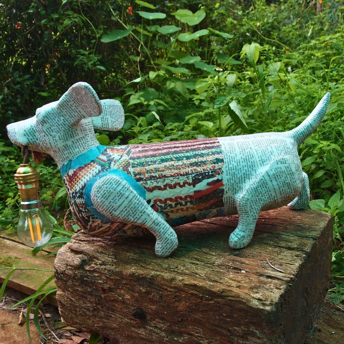 Aza: Dachshund lamp with upcycled stripy jersey image 5