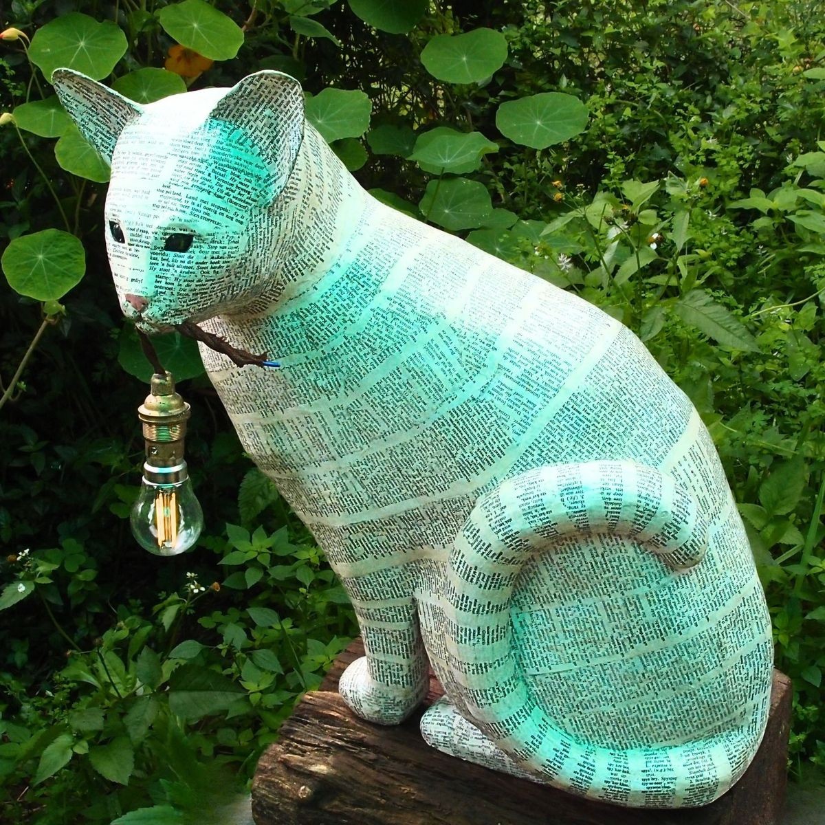 Amo: Masterful upcycled cat lamp (dictionary edition) image 2