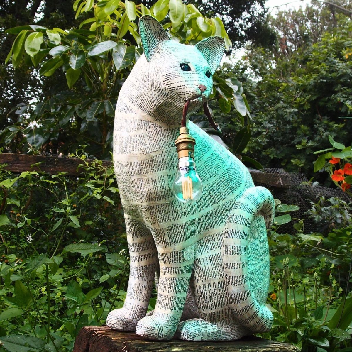 Amo: Masterful upcycled cat lamp (dictionary edition) image 3