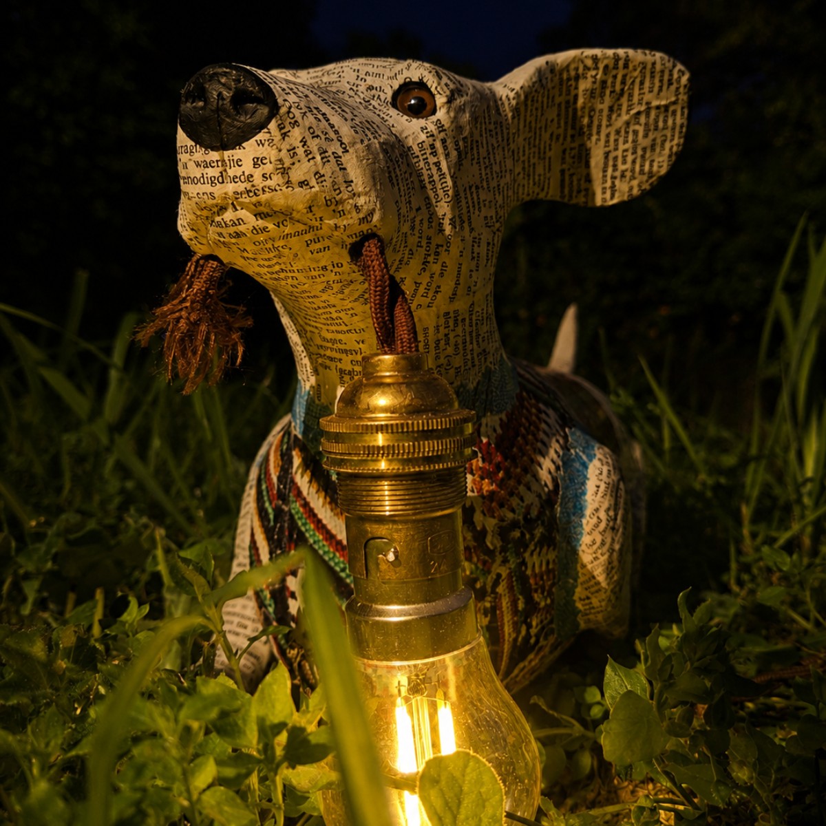 Aza: Dachshund lamp with upcycled stripy jersey image 4