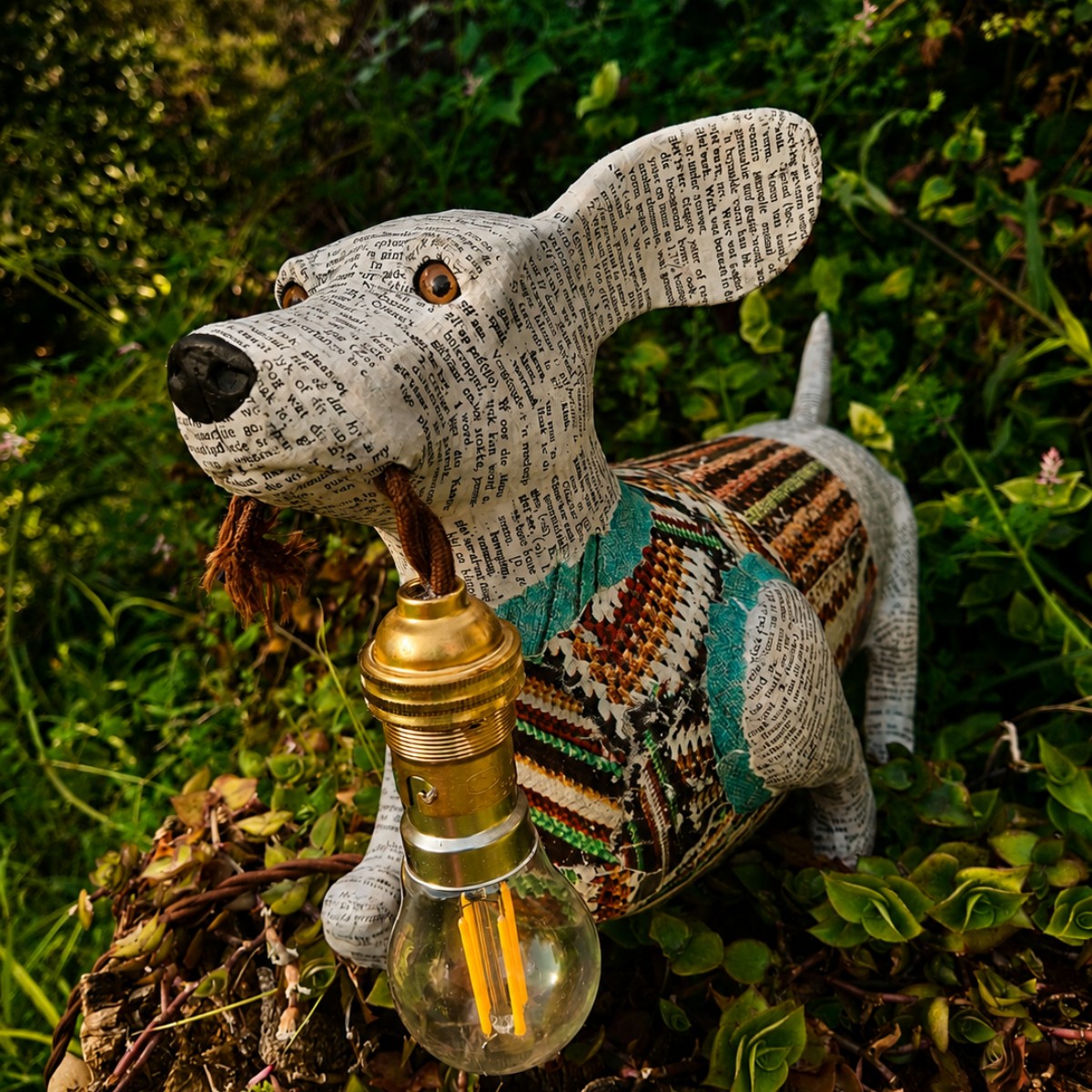 Aza: Dachshund lamp with upcycled stripy jersey image 3