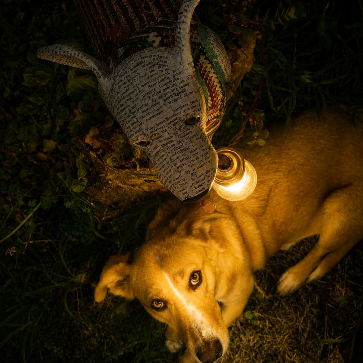 Aza: Dachshund lamp with upcycled stripy jersey image 2