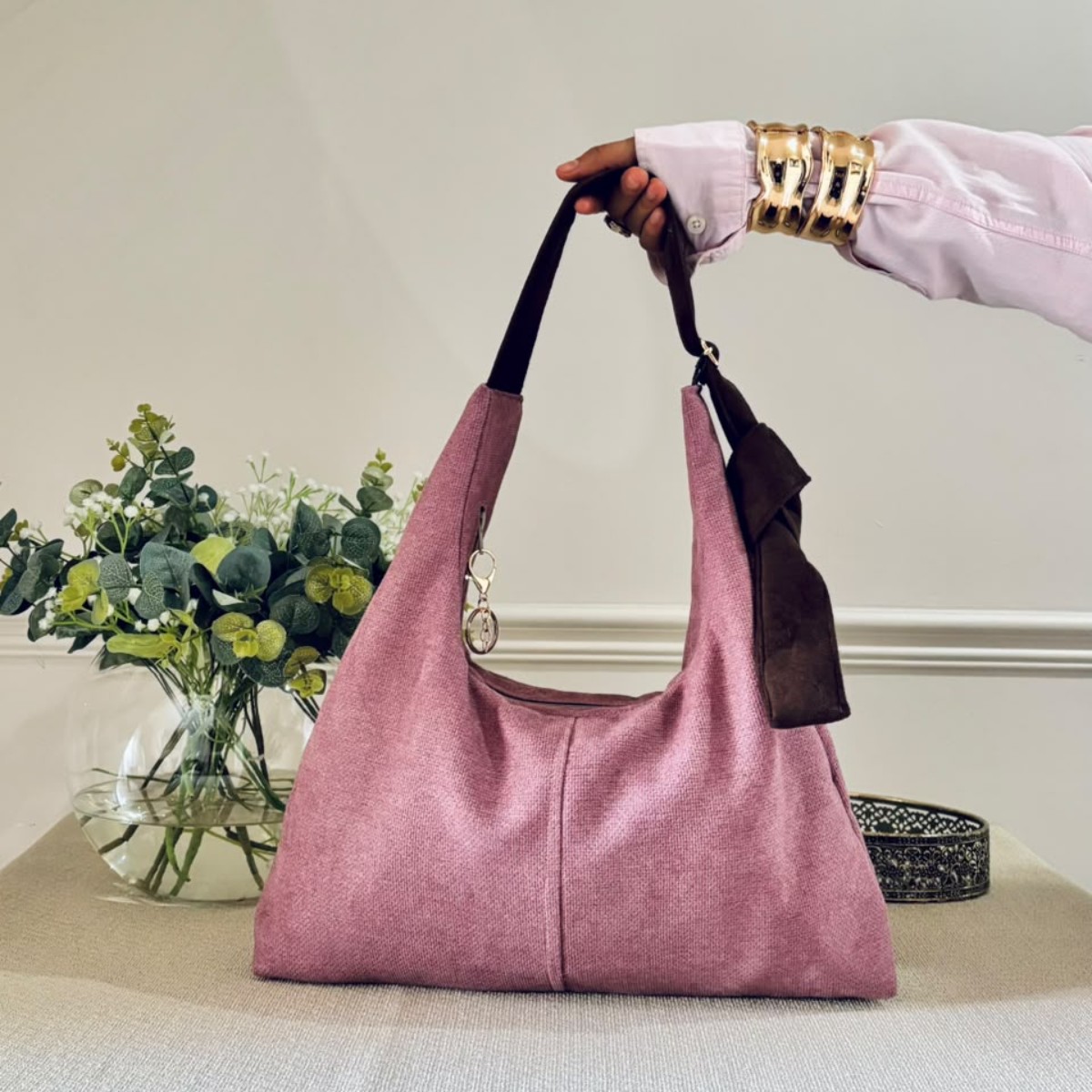 Hobo Bag (two tone) Dusty Pink
