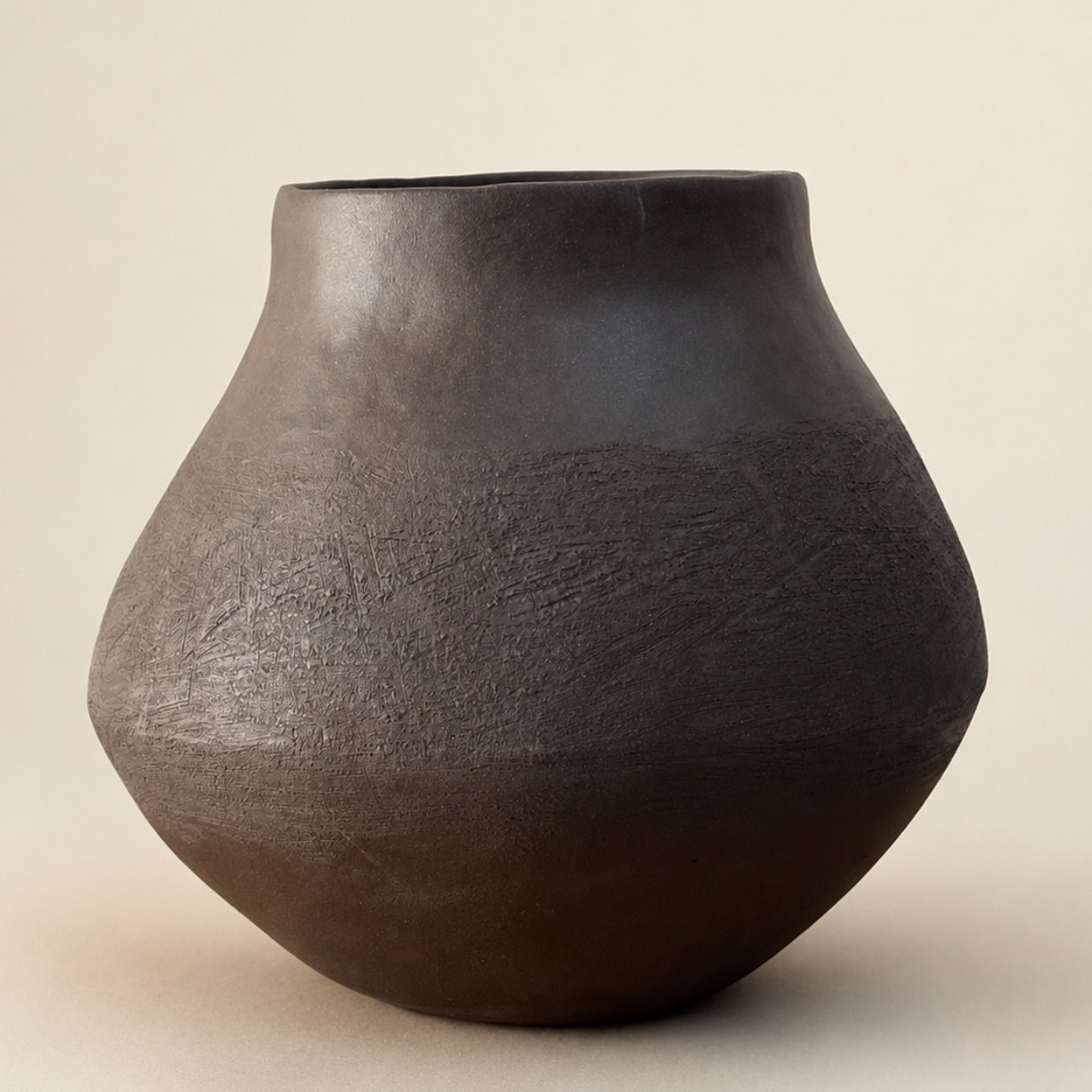 Black clay textured vessel