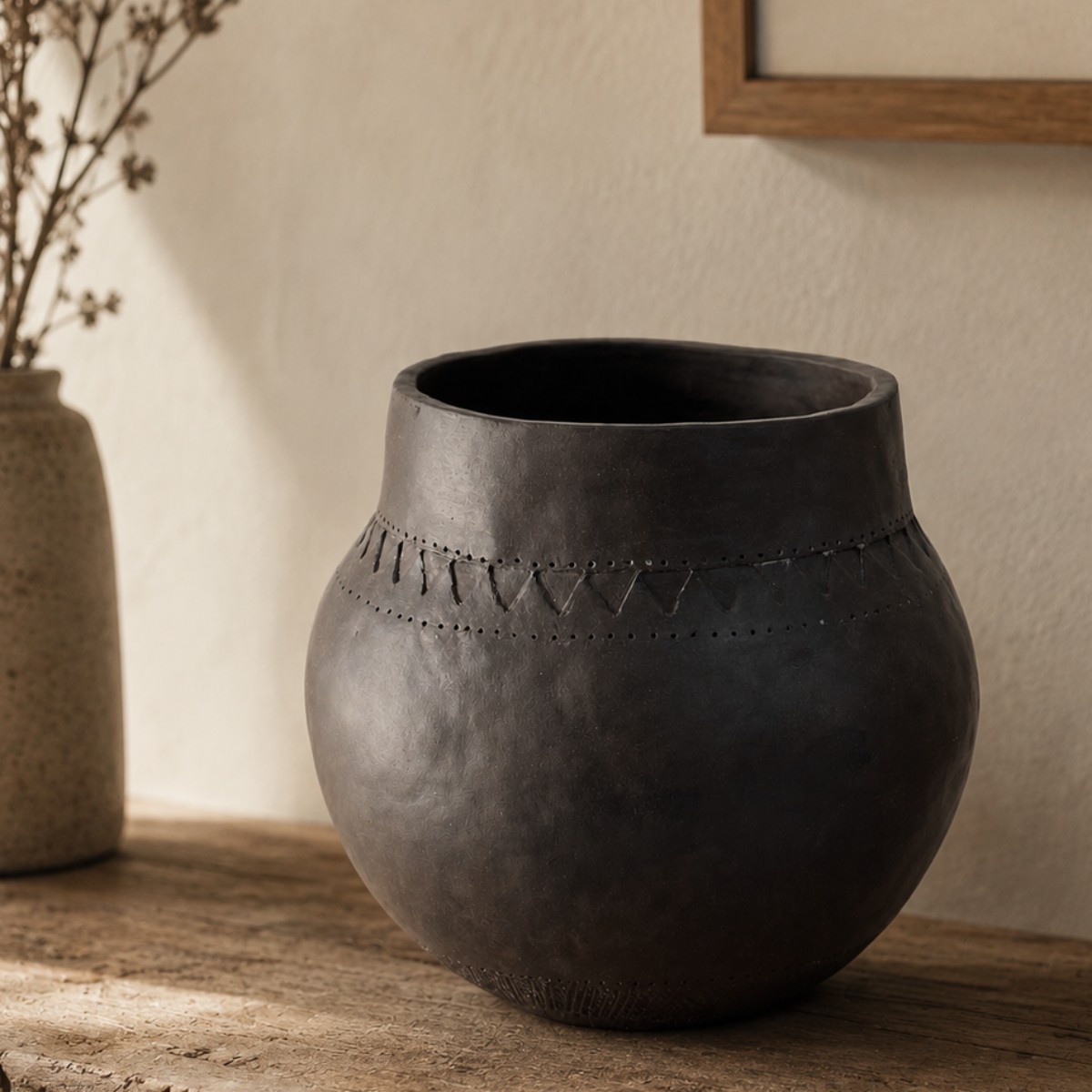 Black clay beer pot image 3