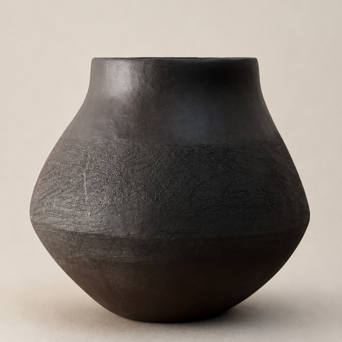 Black clay textured vessel image 2
